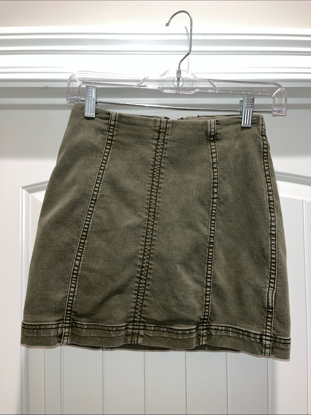 Free People Olive Panel-Stitched Mini Skirt